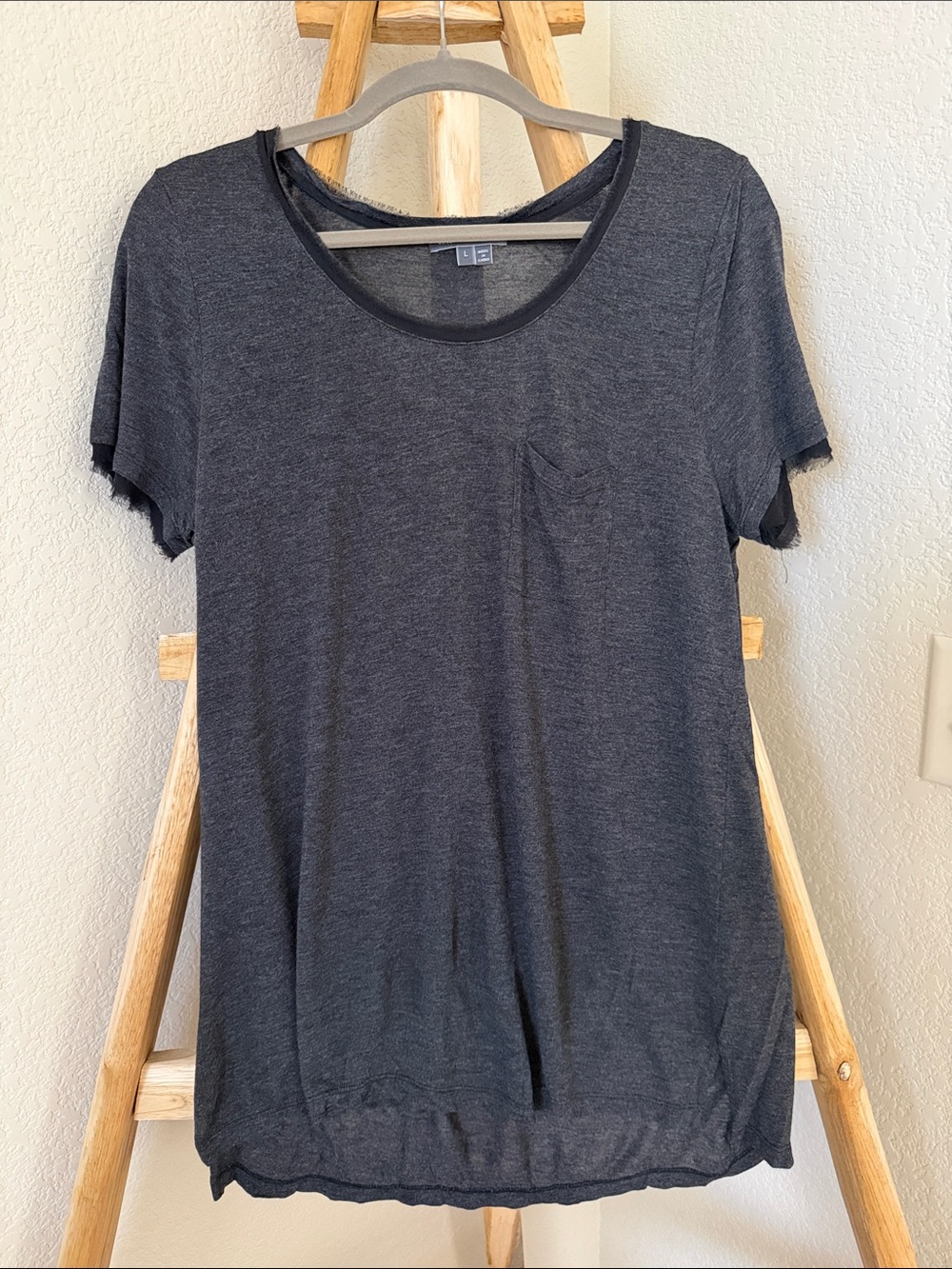 Vince Charcoal Scoop Neck Short Sleeve Tee